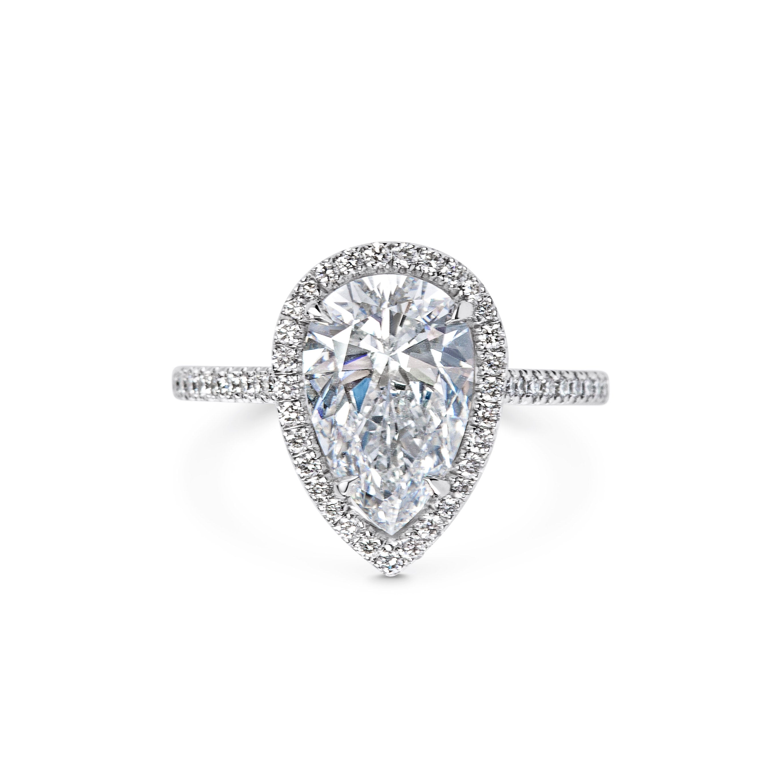 2 CT Pear Halo CVD F/VS1 Diamond Engagement Ring 1