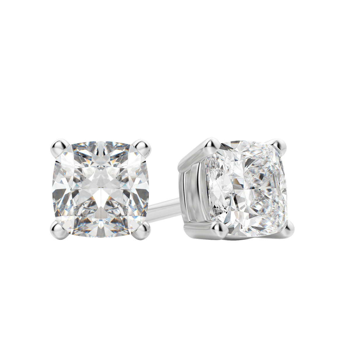 0.50 CT-2.0 CT Cushion Solitaire CVD F/VS Diamond Earrings 1