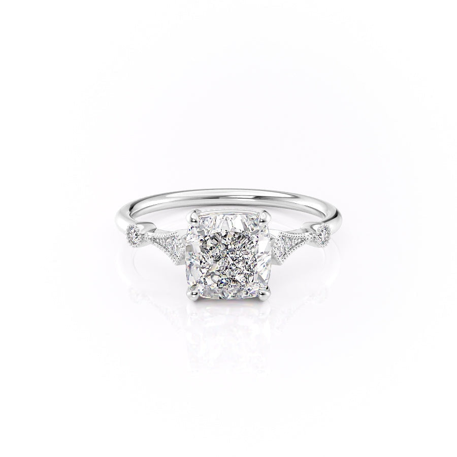 2.15 CT Cushion Cut Milgrain Vintage Style Engagement Ring 8