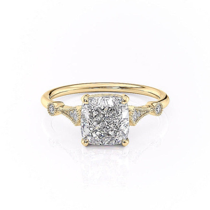 2.15 CT Cushion Cut Milgrain Vintage Style Engagement Ring 9