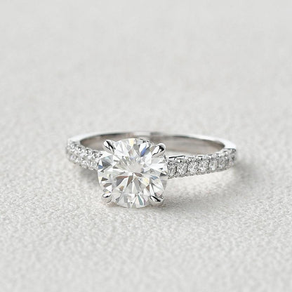 3.2 CT Round Cut Solitaire Pave Moissanite Engagement Ring 4