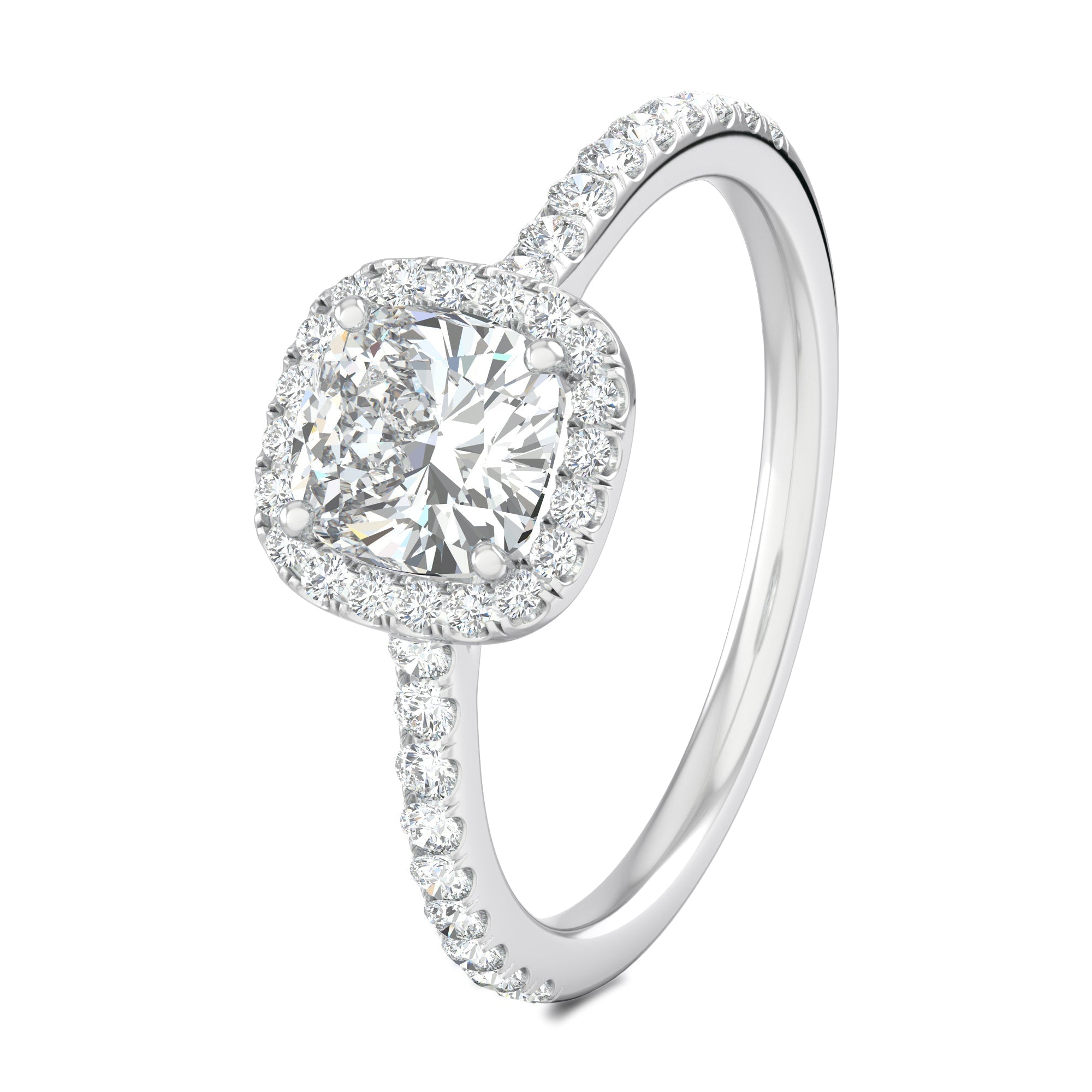 0.76 CT Cushion Halo CVD F/VS1 Diamond Engagement Ring 4