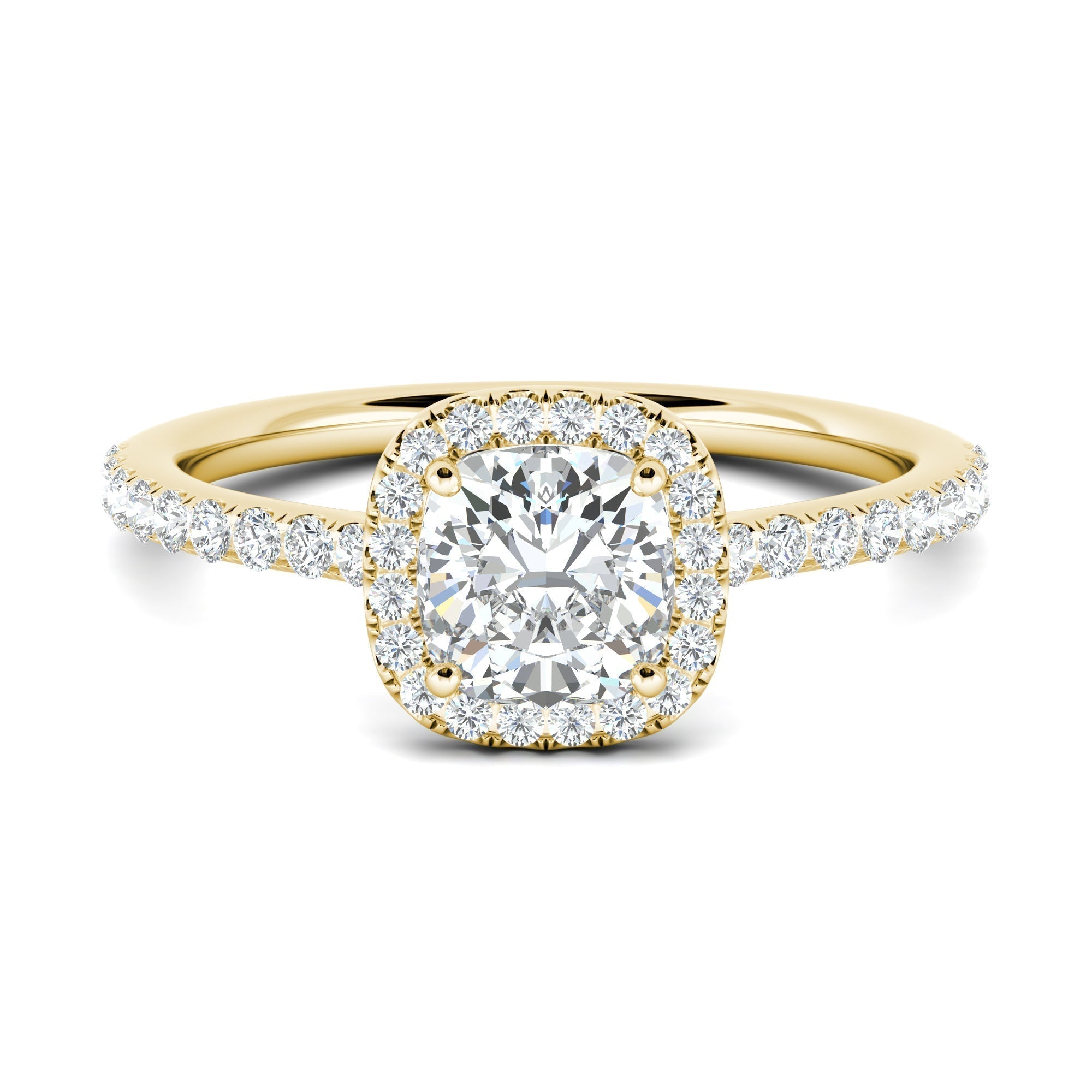 0.76 CT Cushion Halo CVD F/VS1 Diamond Engagement Ring 7