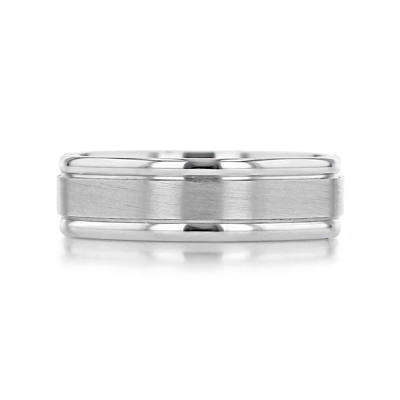 Satin-Finish White Gold Classic Men's Band 3