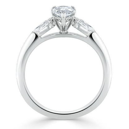 1.0 CT Pear Cut Moissanite Three Stone Engagement Ring 2