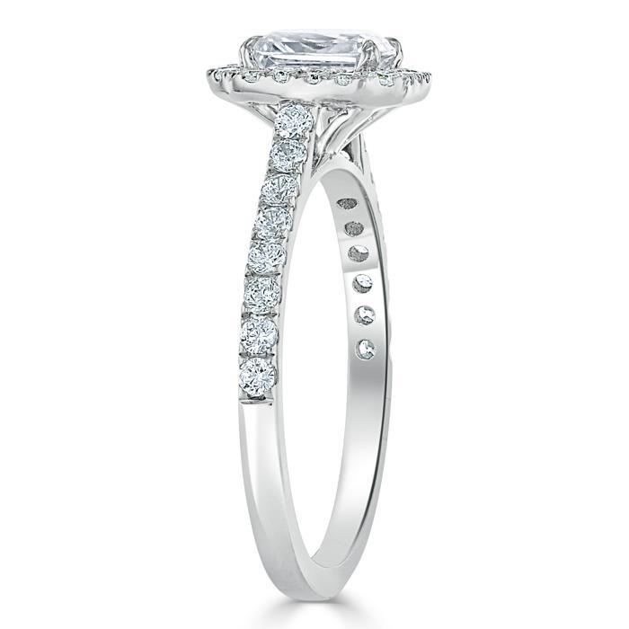 1.0 CT Radiant Cut Halo Pave Setting Moissanite Engagement Ring 3