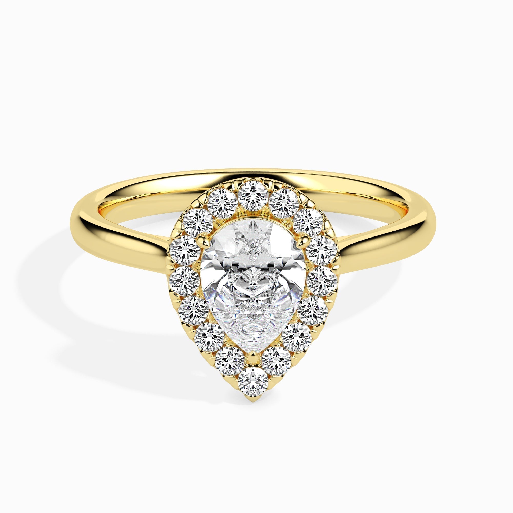 1 CT Pear Halo CVD F/VS Diamond Engagement Ring 4