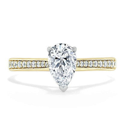 0.75 CT Pear Cut Solitaire Engagement Ring With Channel Pave Setting 5