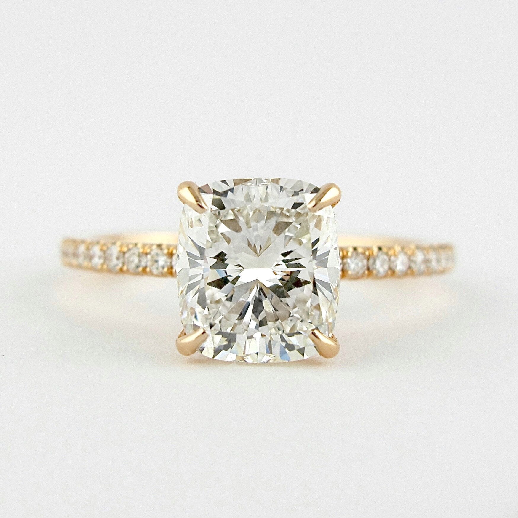 1.5 CT Cushion Hidden Halo & Pave Moissanite Engagement Ring 1