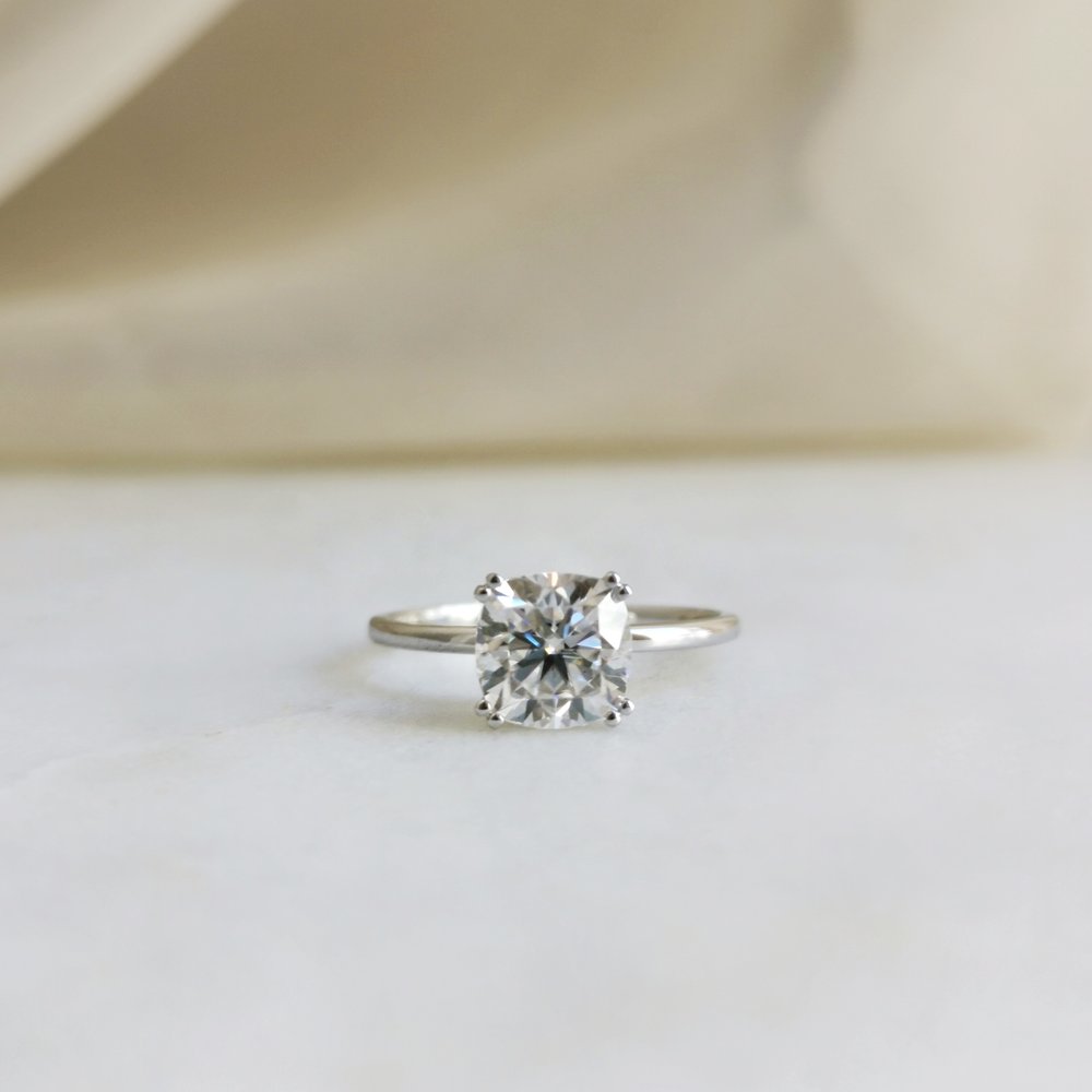 1.50 CT Cushion Shaped Moissanite Solitaire Engagement Ring 7