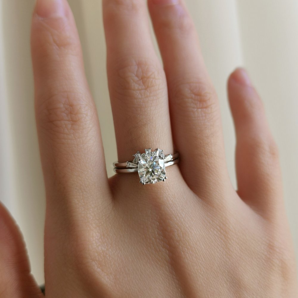 1.50 CT Cushion Shaped Moissanite Solitaire Engagement Ring 21