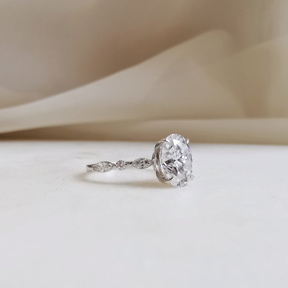 1.70 CT Oval Shaped Moissanite Solitaire Engagement Ring 17