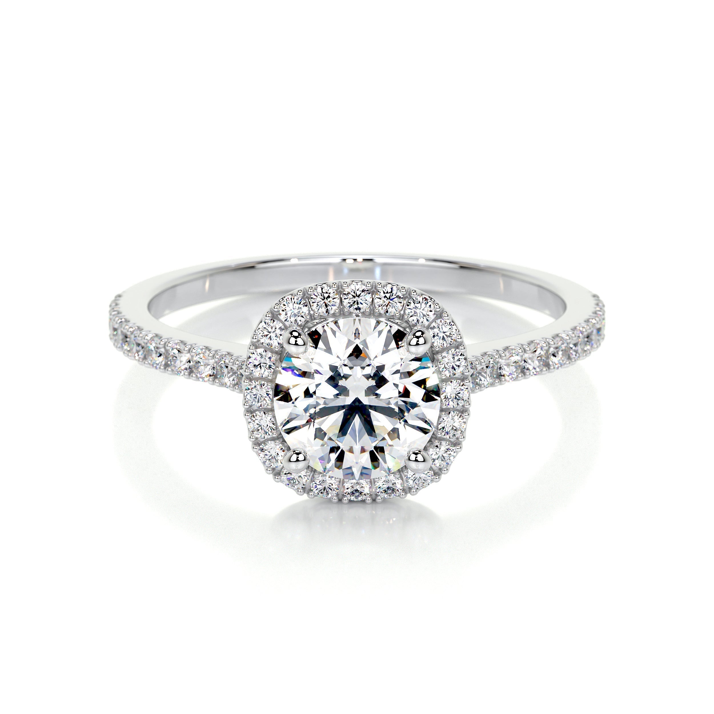 1.0 CT Round Halo CVD E/VS2 Diamond Engagement Ring 1