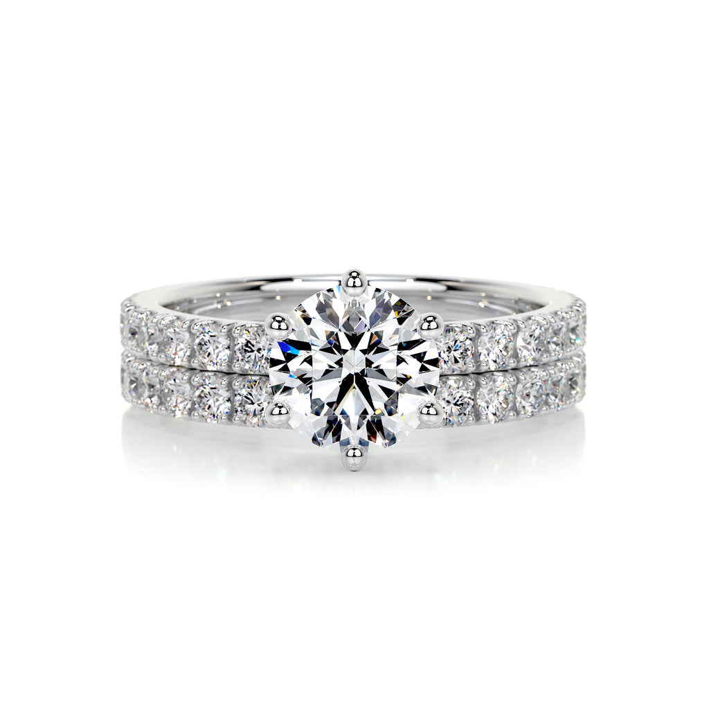 1.50 CT Round Solitaire CVD F/VS Diamond Bridal Ring Set 1