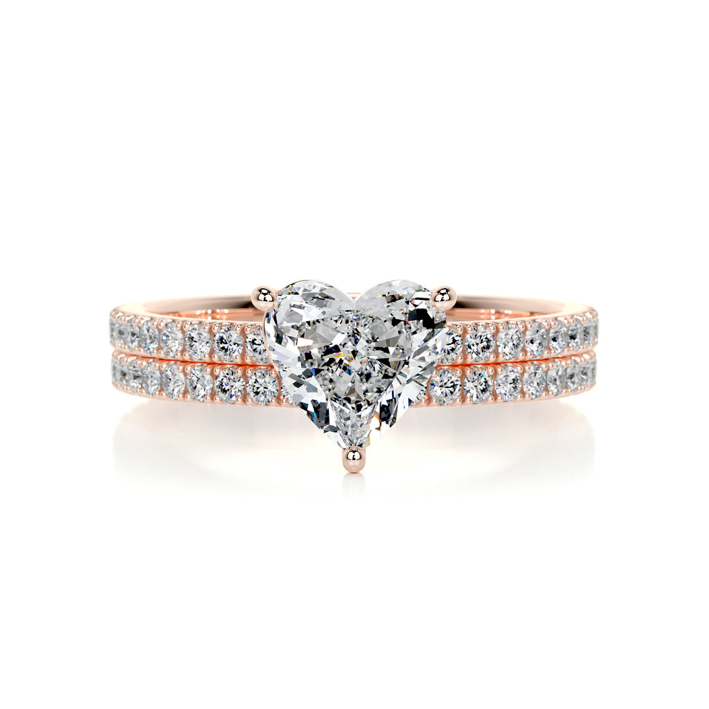 1.0 CT Heart Solitaire CVD F/VS Diamond Bridal Ring Set 12