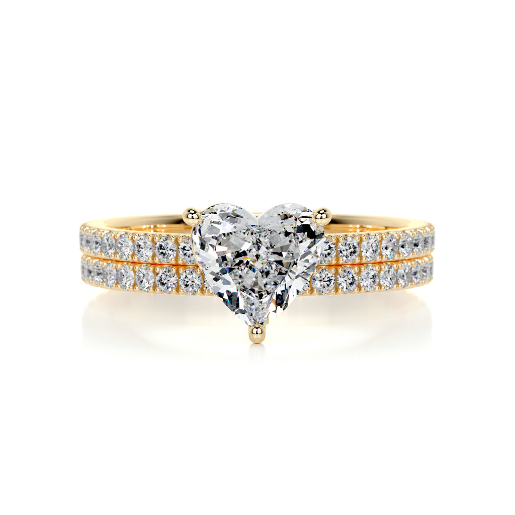 1.0 CT Heart Solitaire CVD F/VS Diamond Bridal Ring Set 7