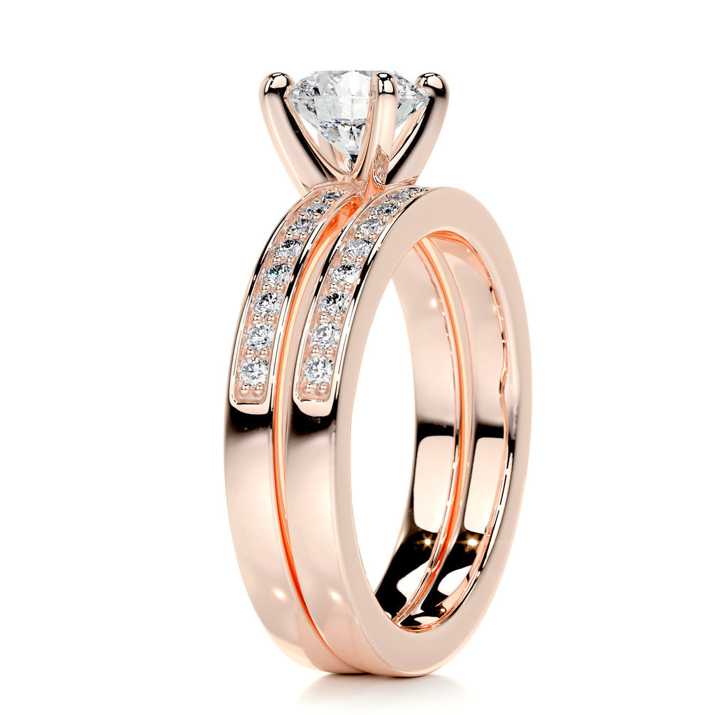 1.0 CT Round Solitaire CVD F/VS Diamond Bridal Ring Set 17