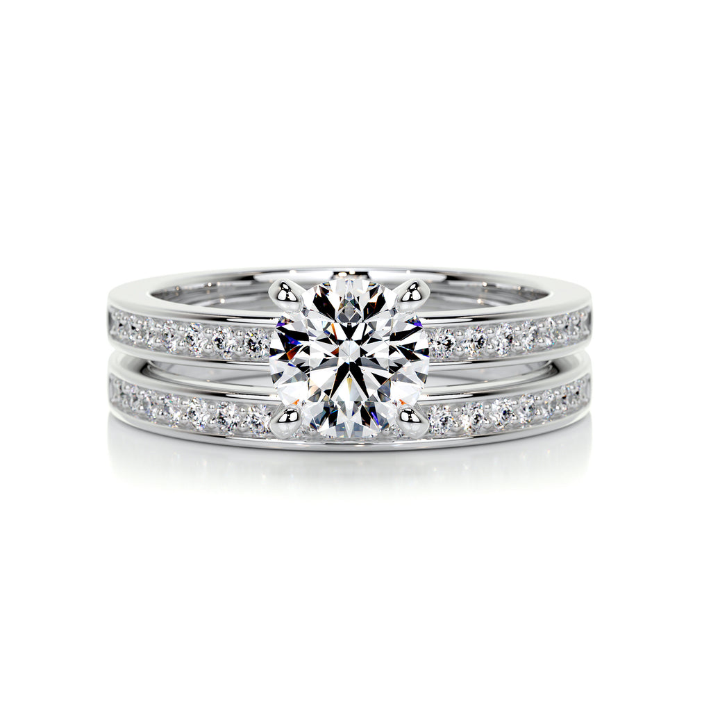 1.0 CT Round Solitaire CVD F/VS Diamond Bridal Ring Set 1