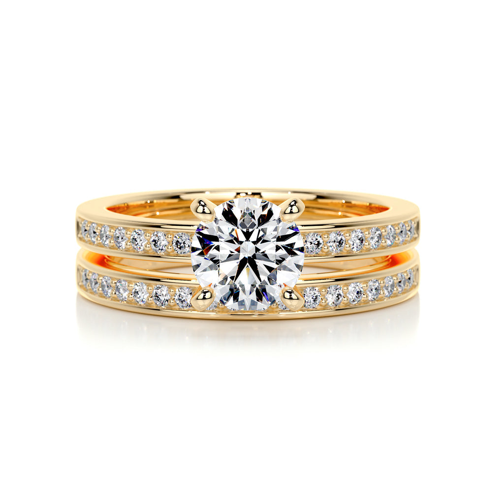 1.0 CT Round Solitaire CVD F/VS Diamond Bridal Ring Set 8