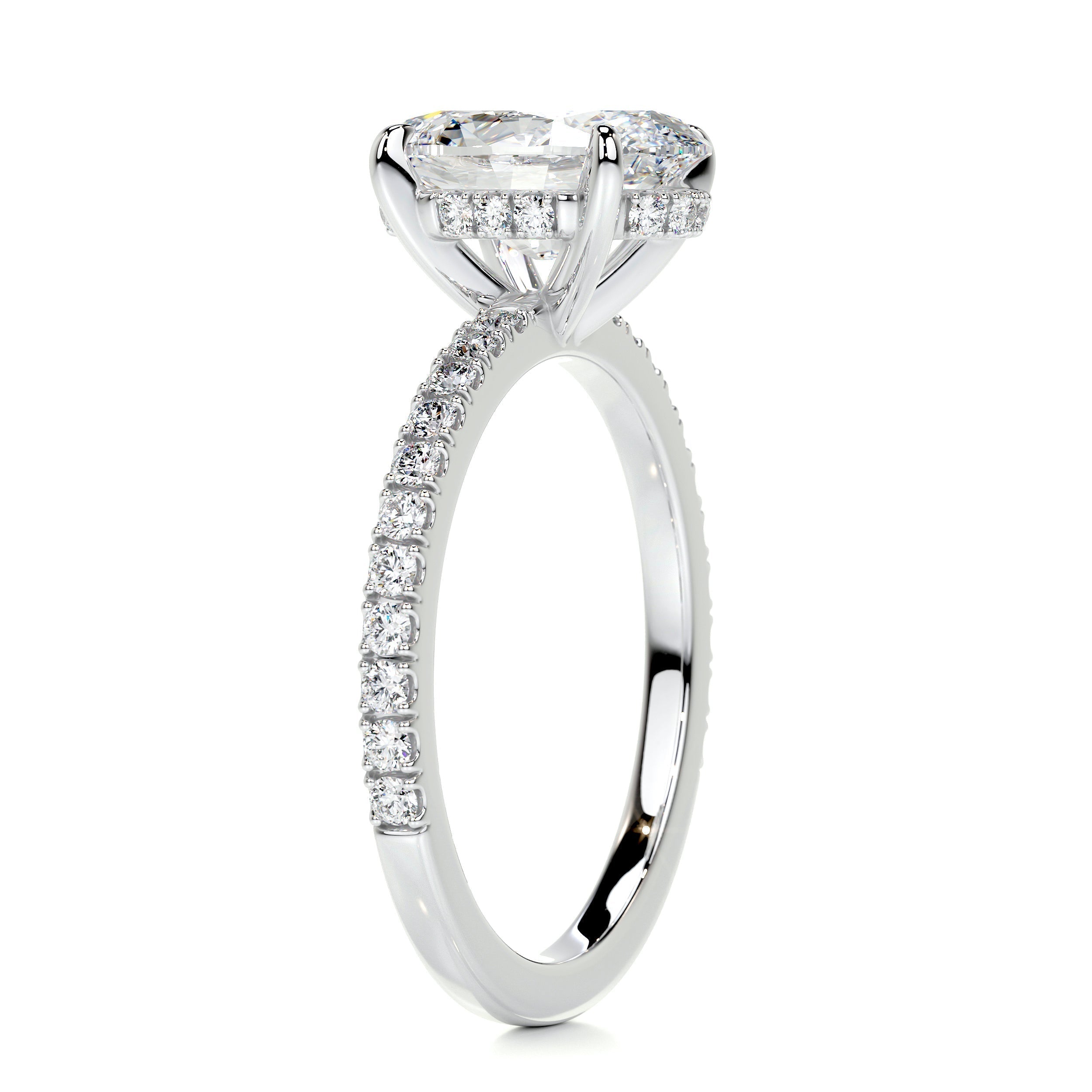 1.5 CT Oval Hidden Halo CVD D/VS2 Diamond Engagement Ring 5