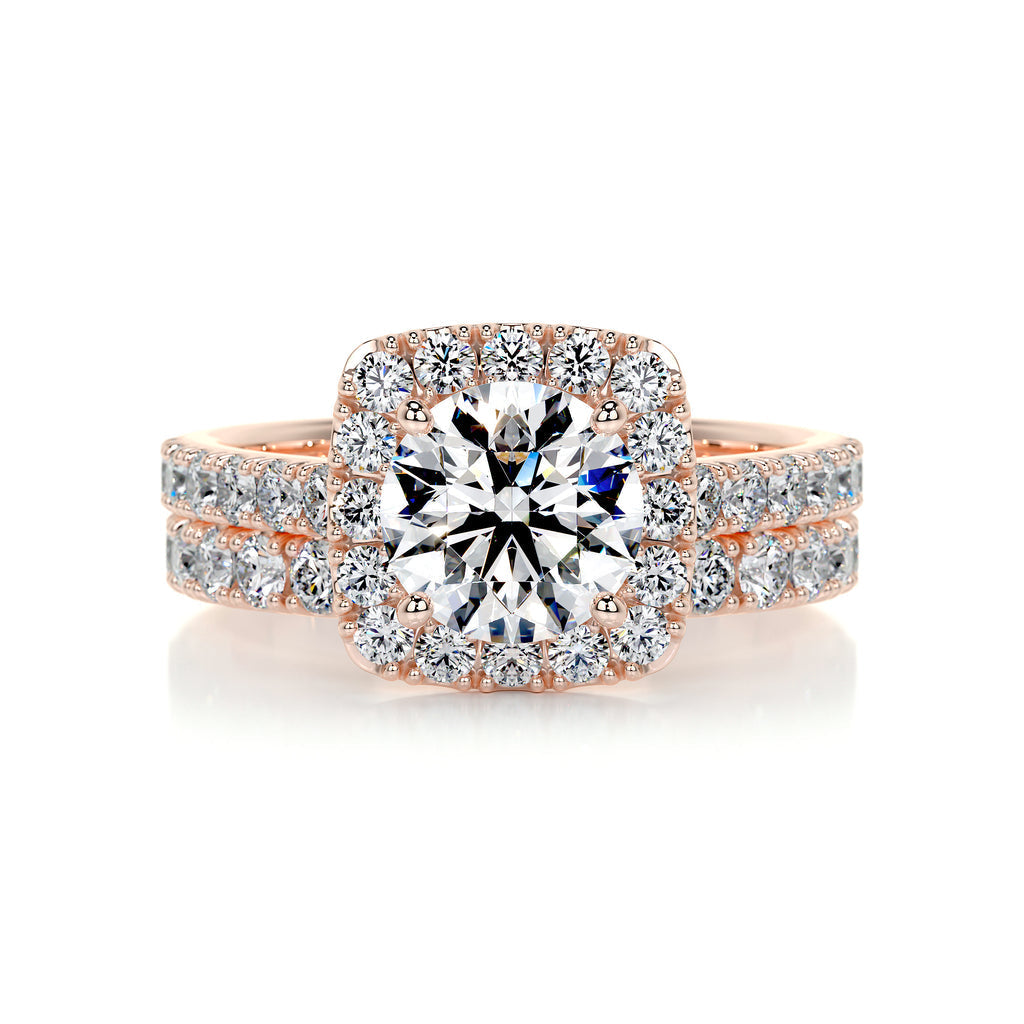 1.50 CT Round Halo CVD F/VS Diamond Bridal Ring Set 13