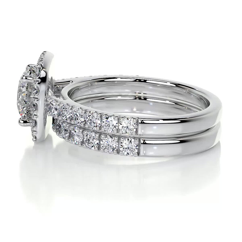 1.50 CT Round Halo CVD F/VS Diamond Bridal Ring Set 6