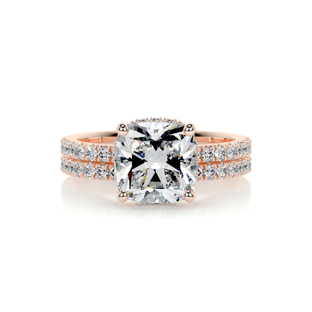 2.0 CT Cushion Hidden Halo CVD F/VS Diamond Bridal Set 13