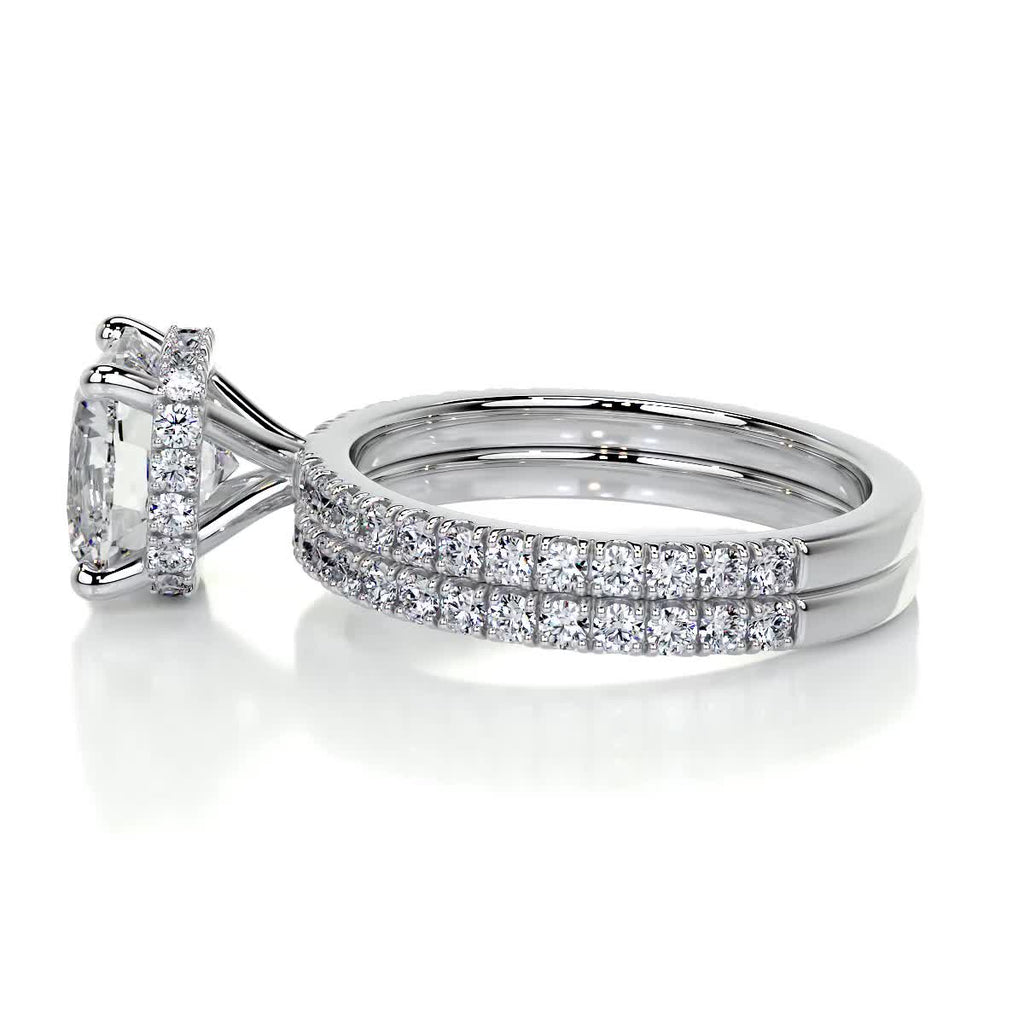 2.0 CT Cushion Hidden Halo CVD F/VS Diamond Bridal Set 6