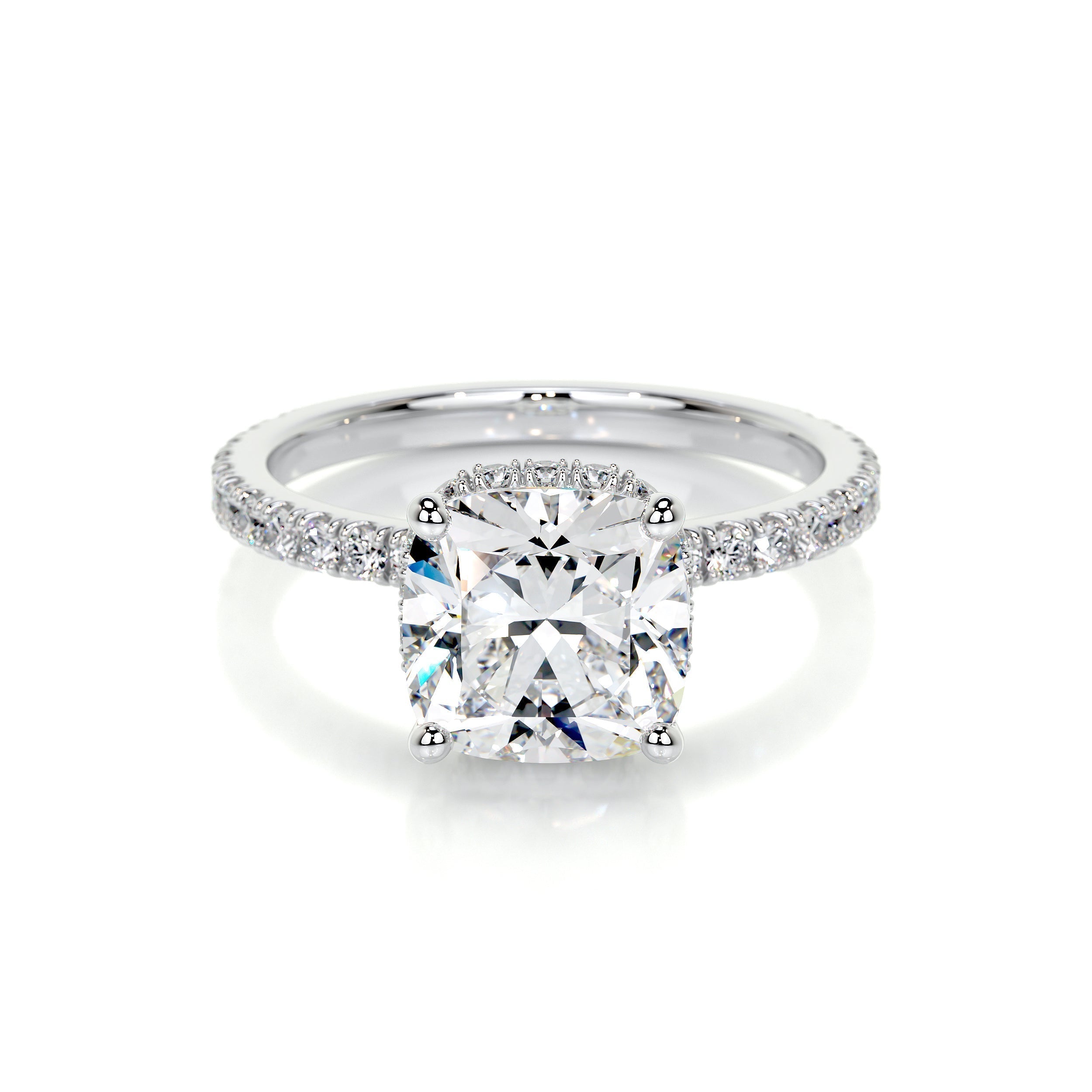 2.0 CT Cushion Hidden Halo CVD E/VS1 Diamond Engagement Ring 1