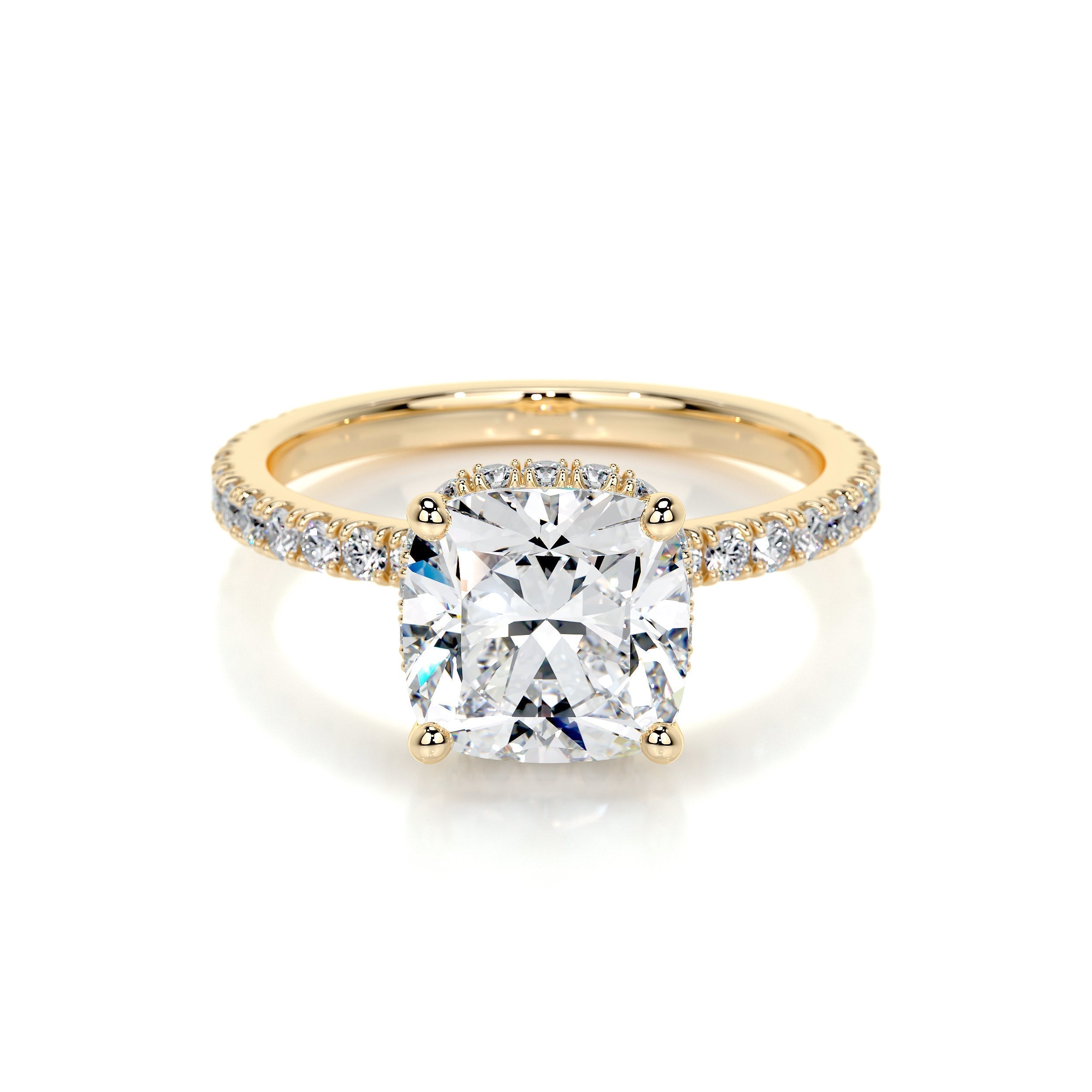 2.0 CT Cushion Hidden Halo CVD E/VS1 Diamond Engagement Ring 7