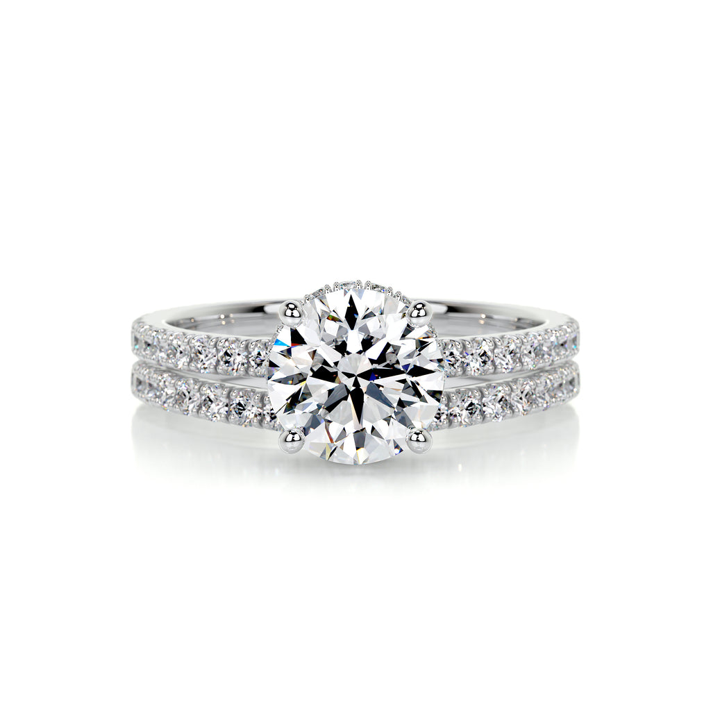 1.25 CT Round Hidden Halo CVD F/VS Diamond Bridal Ring Set 1