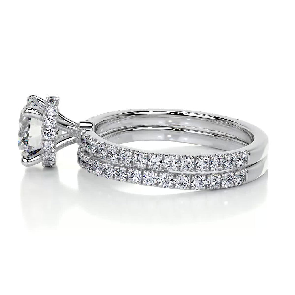 1.25 CT Round Hidden Halo CVD F/VS Diamond Bridal Ring Set 6