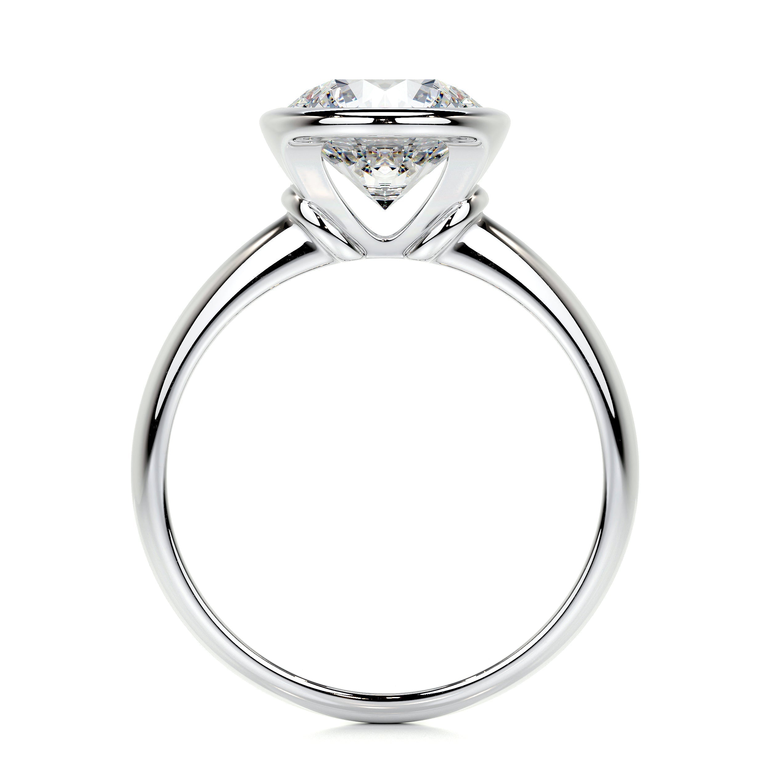 3.0 CT Round Bezel CVD F/SI1 Diamond Engagement Ring 7