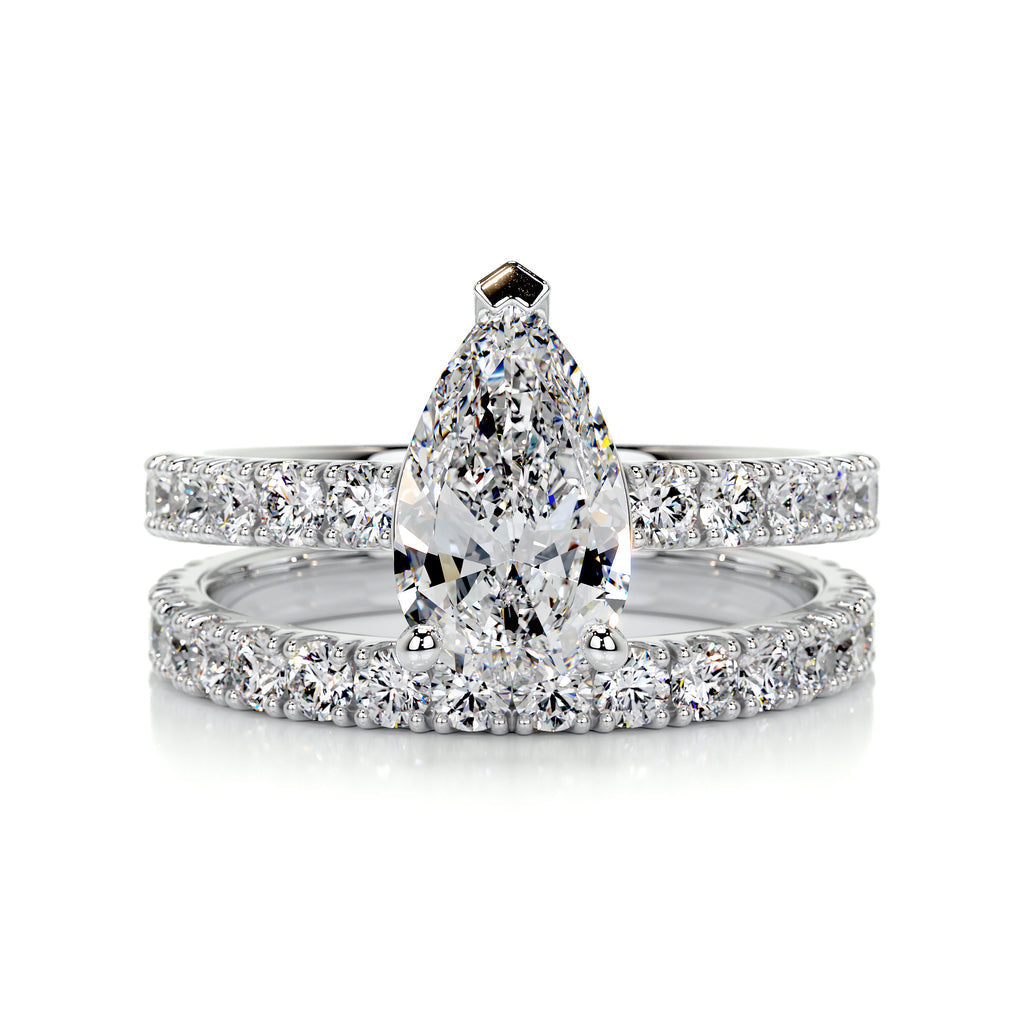 1.50 CT Pear Solitaire CVD F/VS Diamond Bridal Ring Set 1