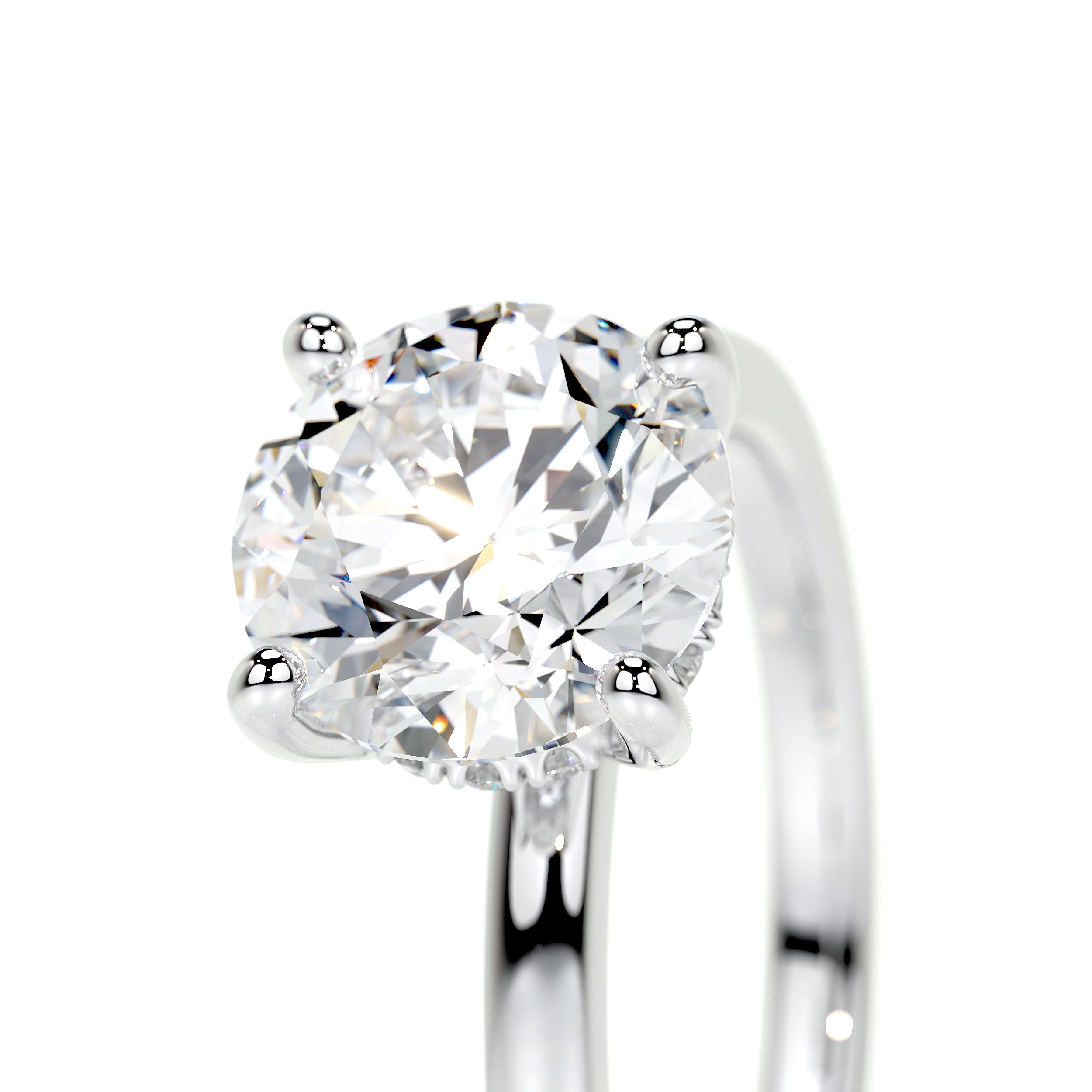 2.0 CT Round Hidden Halo CVD D/VS1 Diamond Engagement Ring 4