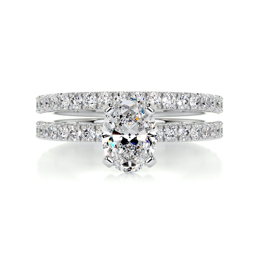 1.0 CT Oval Solitaire CVD F/VS Diamond Bridal Ring Set 1