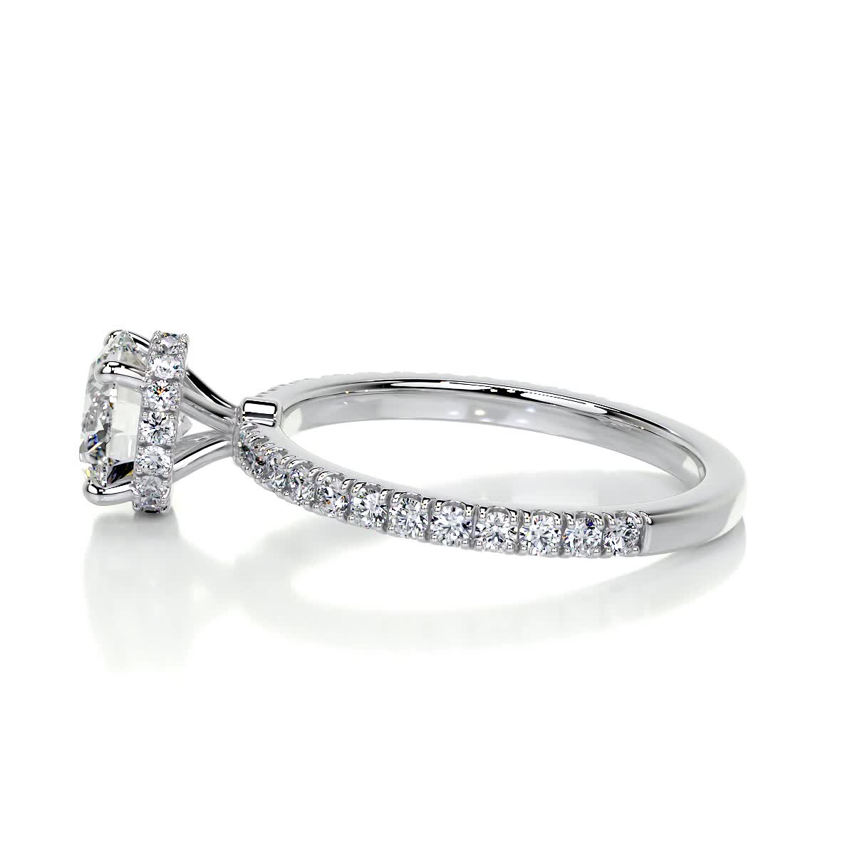 1.0 CT Round Hidden Halo CVD D/VS2 Diamond Engagement Ring 4