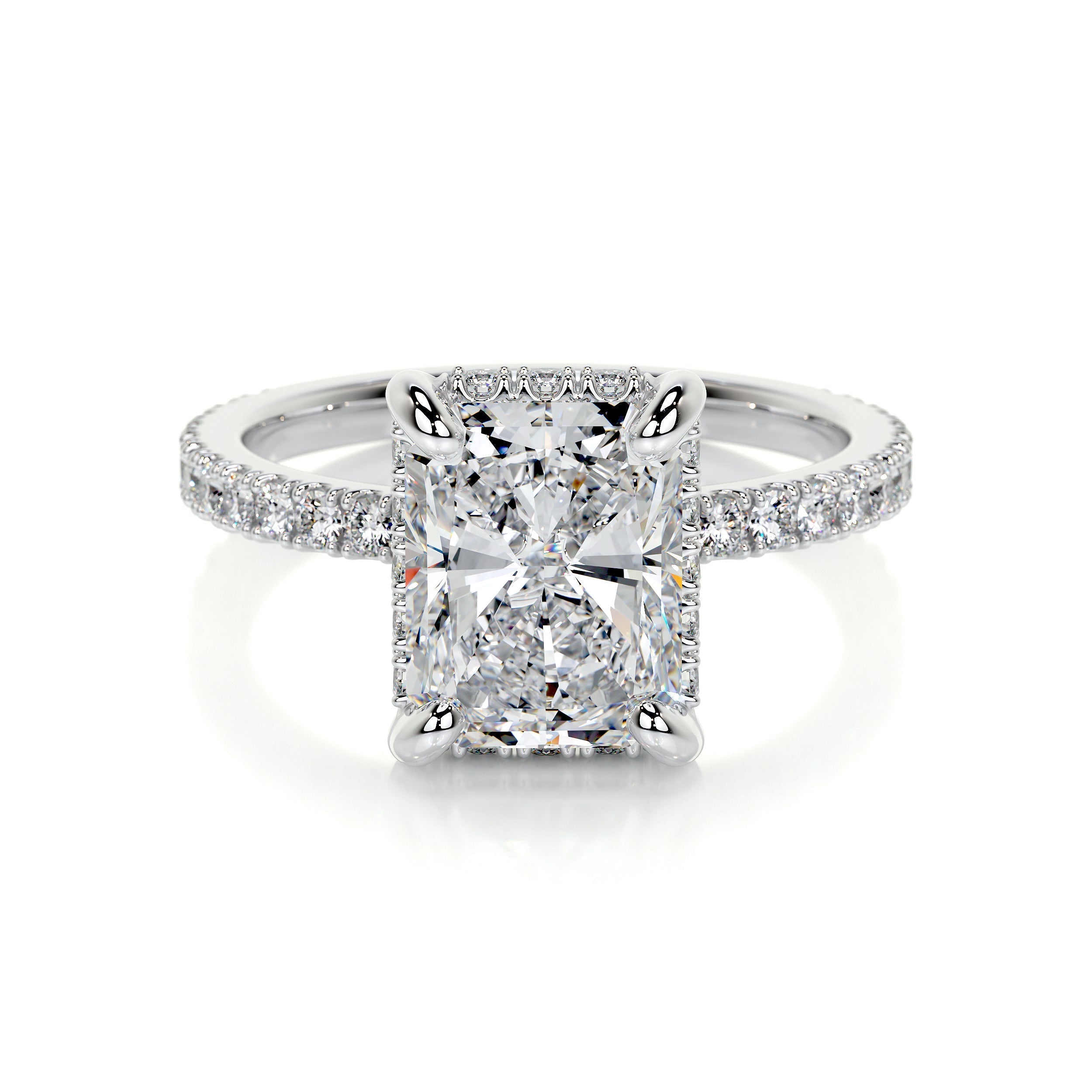 2.0 CT Radiant Hidden Halo CVD E/VS2 Diamond Engagement Ring 1