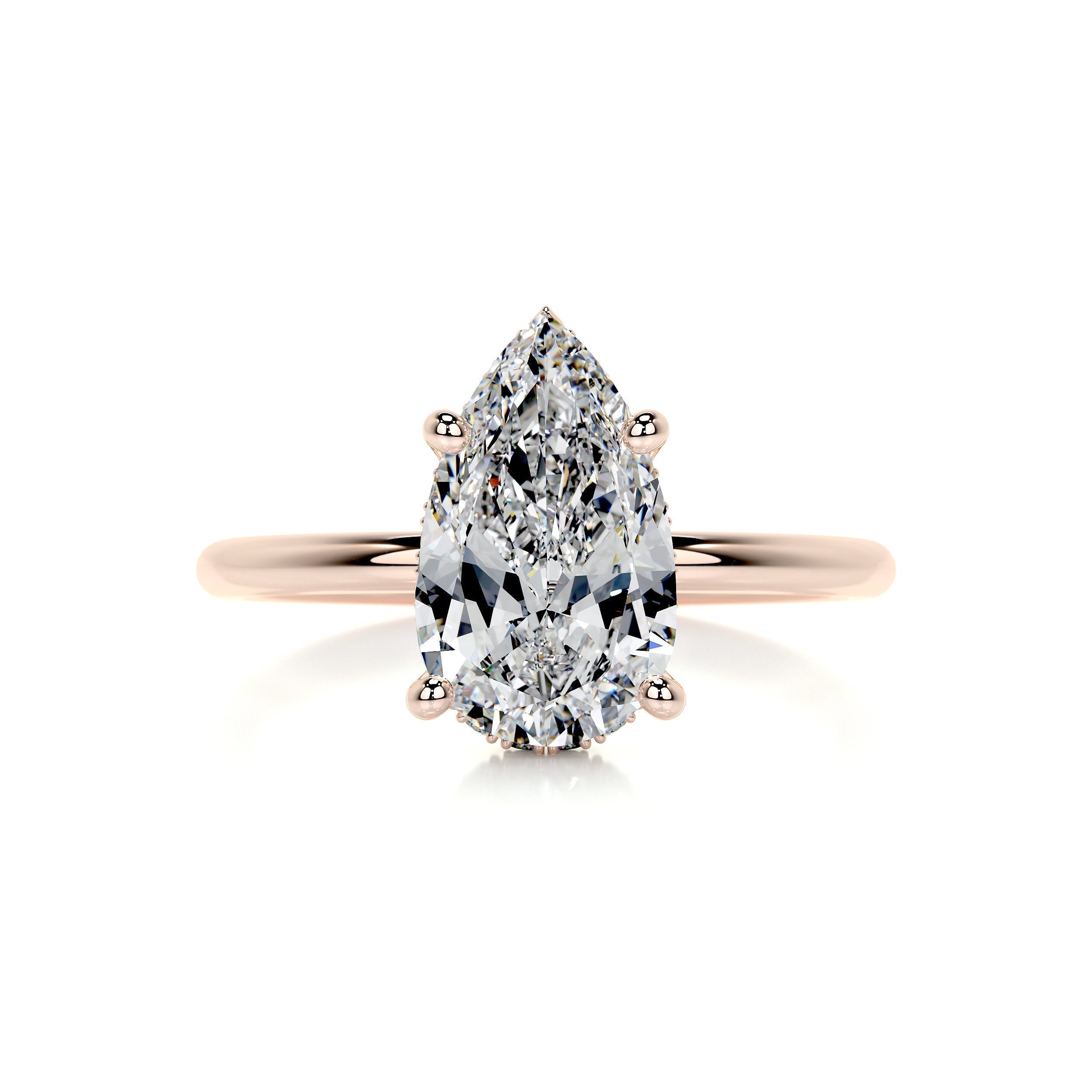 2.0 CT Pear Hidden Halo CVD E/VS2 Diamond Engagement Ring 18