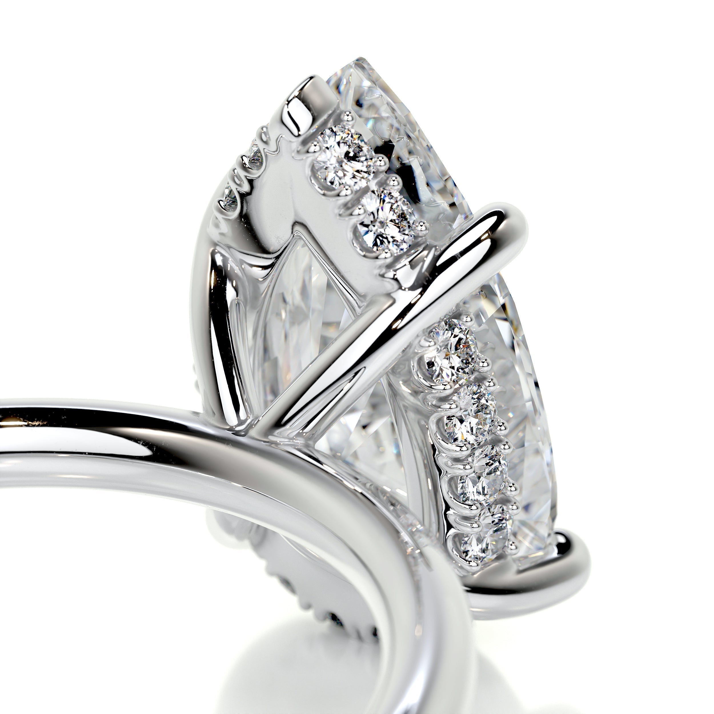 2.0 CT Pear Hidden Halo CVD E/VS2 Diamond Engagement Ring 6