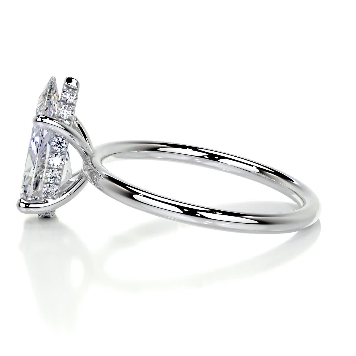 2.0 CT Pear Hidden Halo CVD E/VS2 Diamond Engagement Ring 7