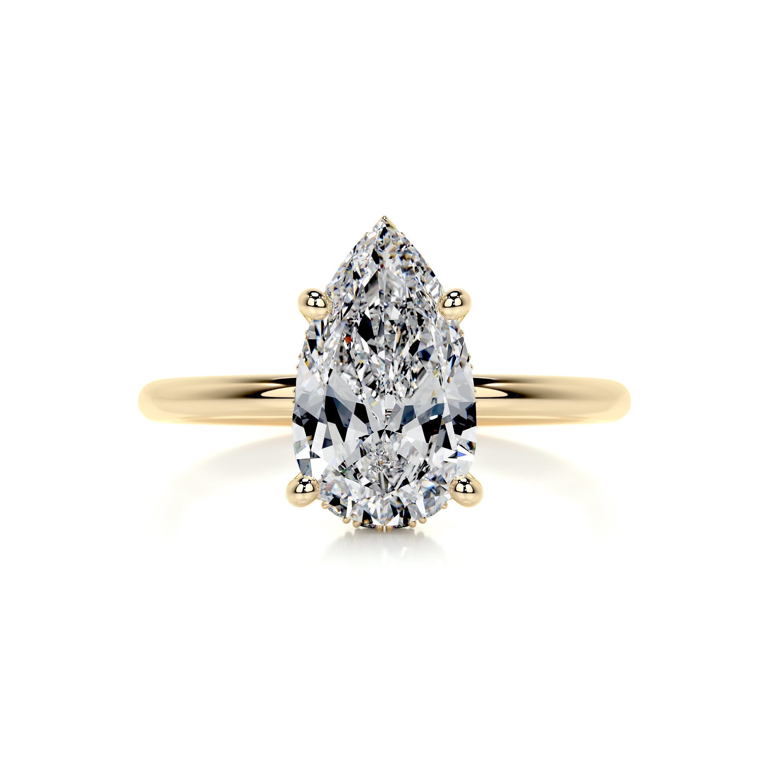 2.0 CT Pear Hidden Halo CVD E/VS2 Diamond Engagement Ring 9