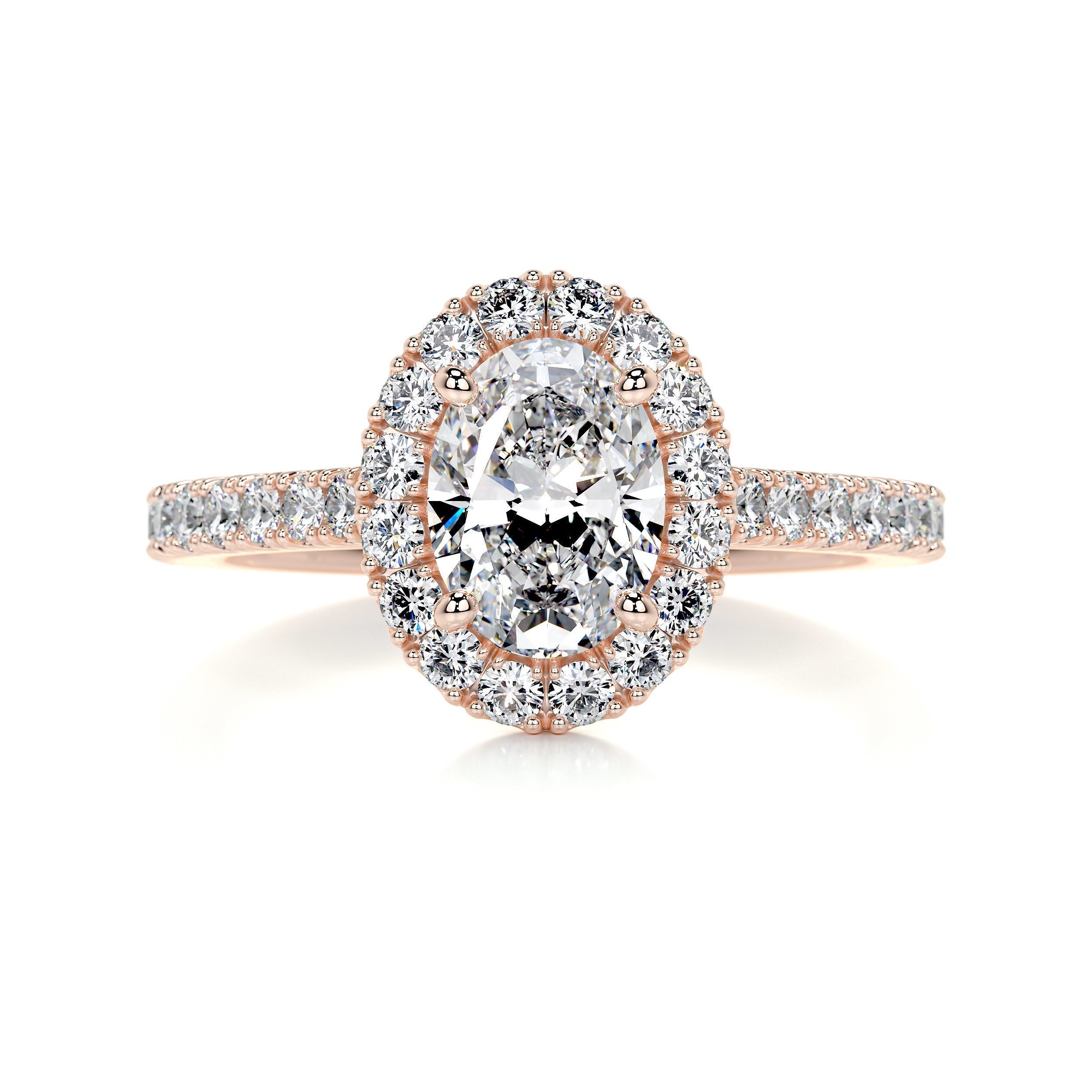 1.5 CT Oval Halo CVD F/VS2 Diamond Engagement Ring 9