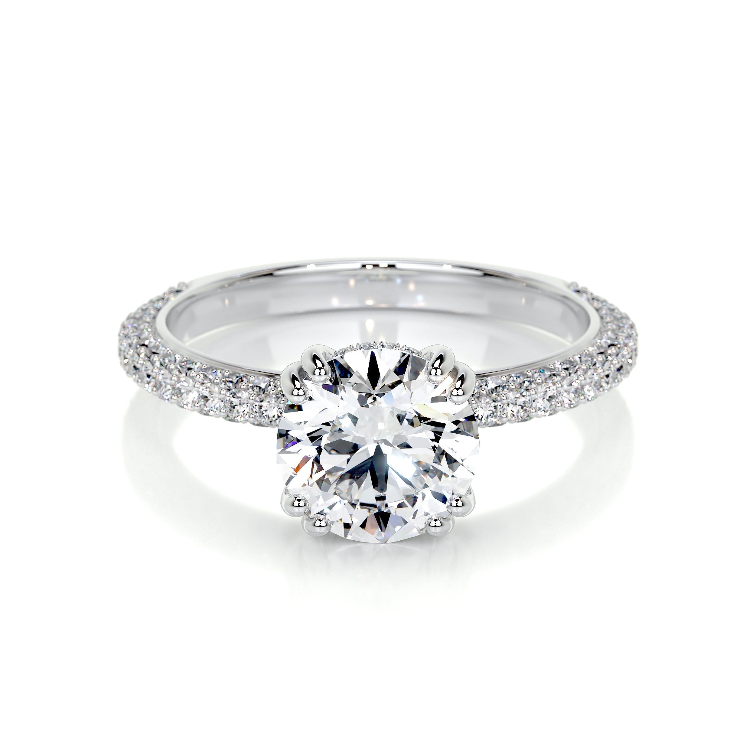 2.0 CT Round Hidden Halo CVD E/VS1 Diamond Engagement Ring 1