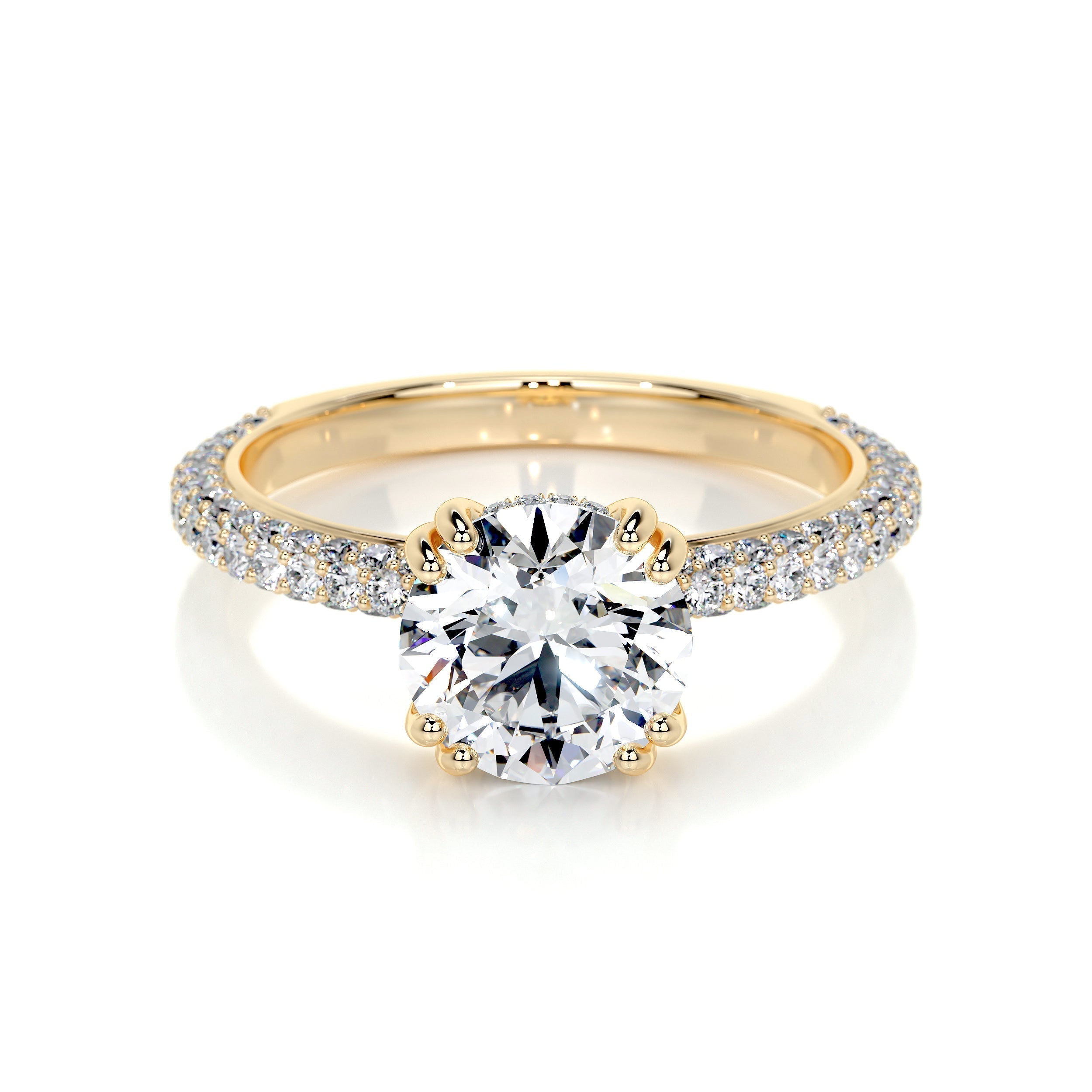 2.0 CT Round Hidden Halo CVD E/VS1 Diamond Engagement Ring 6