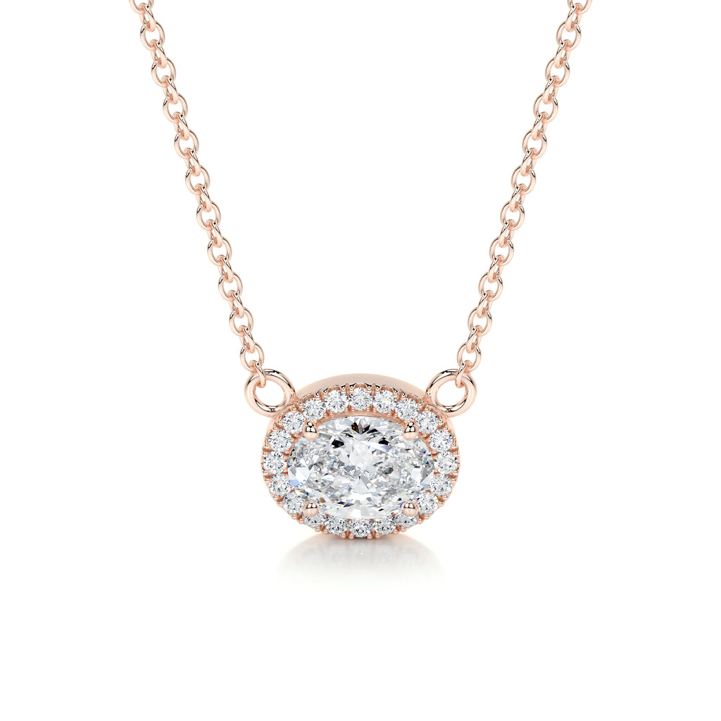 1.0 CT Oval Halo CVD F/VS Diamond Necklace 8