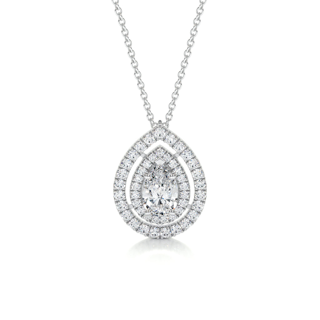 1.0 CT Pear Double Halo CVD F/VS Diamond Necklace 1