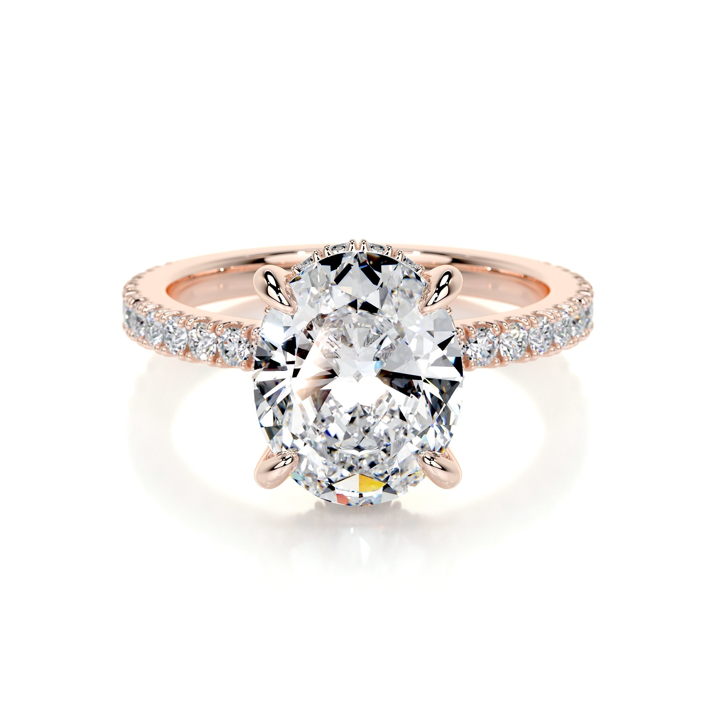 2.0 CT Oval Hidden Halo CVD E/VS2 Diamond Engagement Ring 10