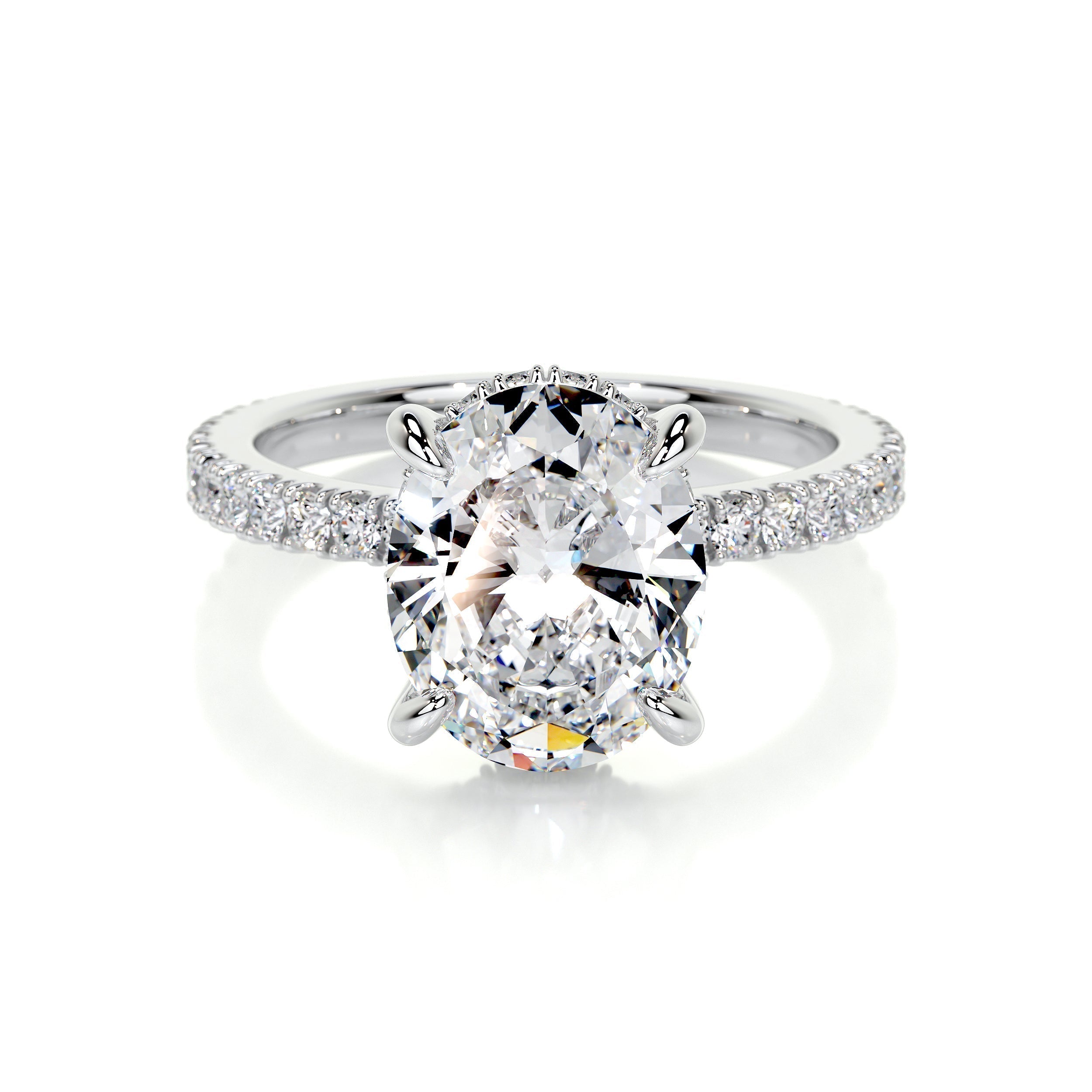 2.0 CT Oval Hidden Halo CVD E/VS2 Diamond Engagement Ring 1