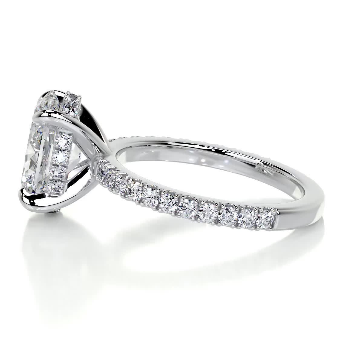 2.0 CT Oval Hidden Halo CVD E/VS2 Diamond Engagement Ring 4